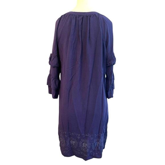 Simply Southern Large Blue Purple Shift Dress Elephant Embroidery Ruffle Sleeves - Picture 8 of 10